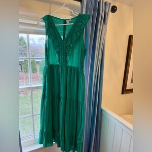 J. Crew Factory Emerald Green Midi Dress